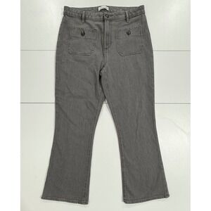 LOFT The Kick Crop Jeans Gray Wash Size 8 Flare Leg Pockets Button Fly 329